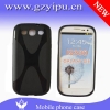 Mobile phone silicon jelly TPU X line solid black waterproof case for Samsung Galaxy S3 i9300